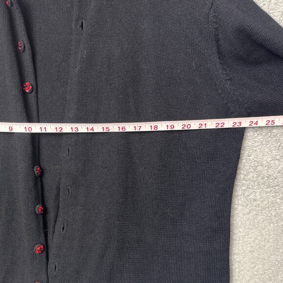 Y2K Tiara Collection Christmas Cardigan Black Red Poinsettias Eclectic Grandma - Picture 4 of 8